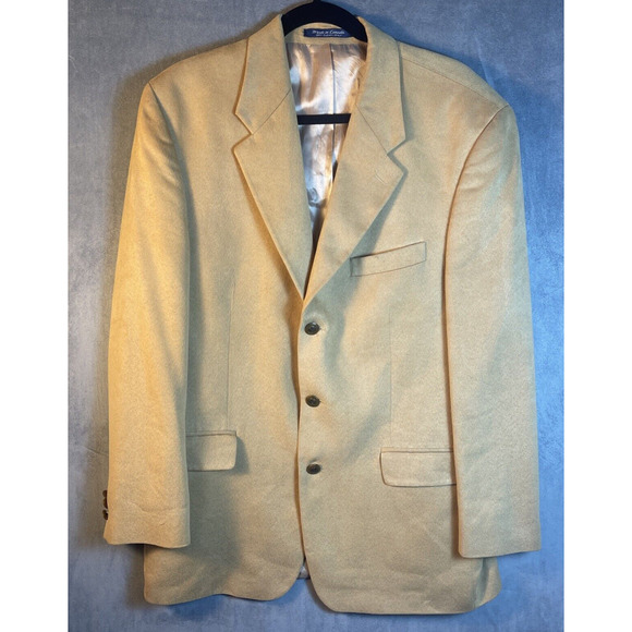 Chaps Ralph Lauren Faux Suede Tan Sport Coat /Jacket‎ Three Button Sz 41 R - Picture 1 of 8
